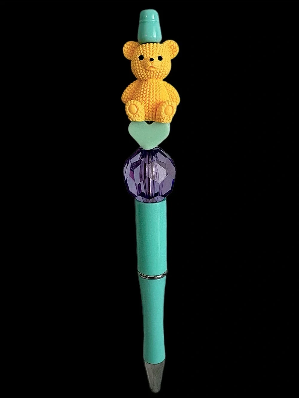 Yellow Teddy Bear Pen Handmade